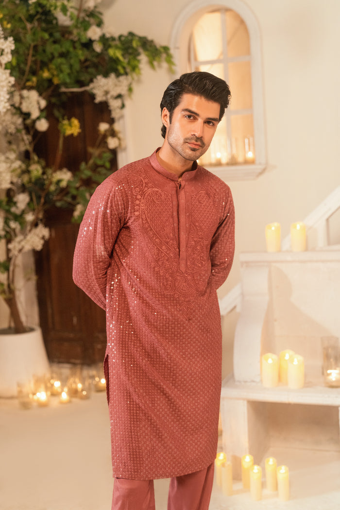 Metallic pink Kurta Trouser