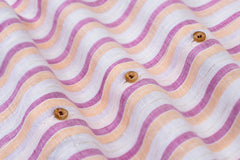 SOFT PURPLE AND ORANGE STRIPES PURE LINEN SHIRT