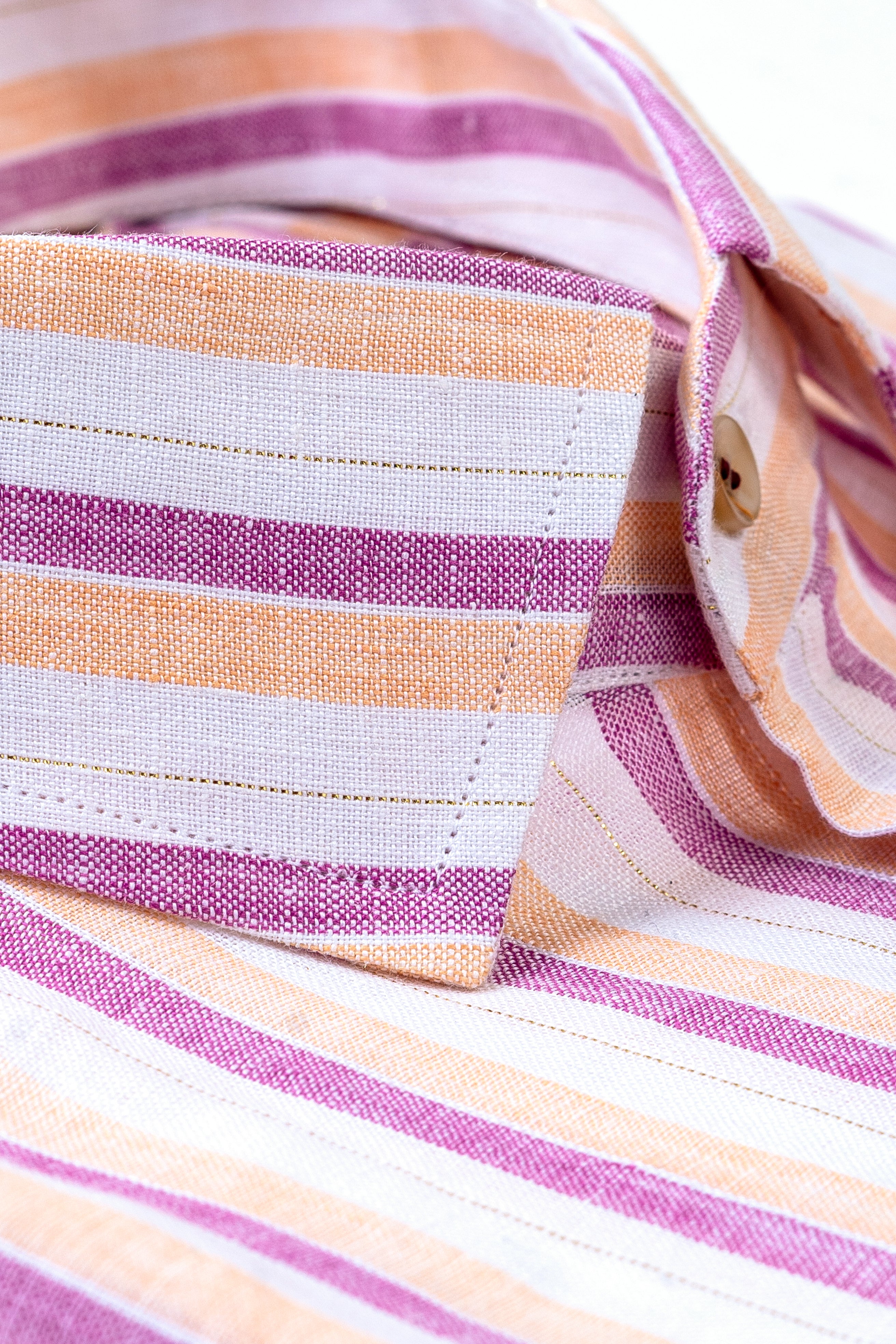 SOFT PURPLE AND ORANGE STRIPES PURE LINEN SHIRT