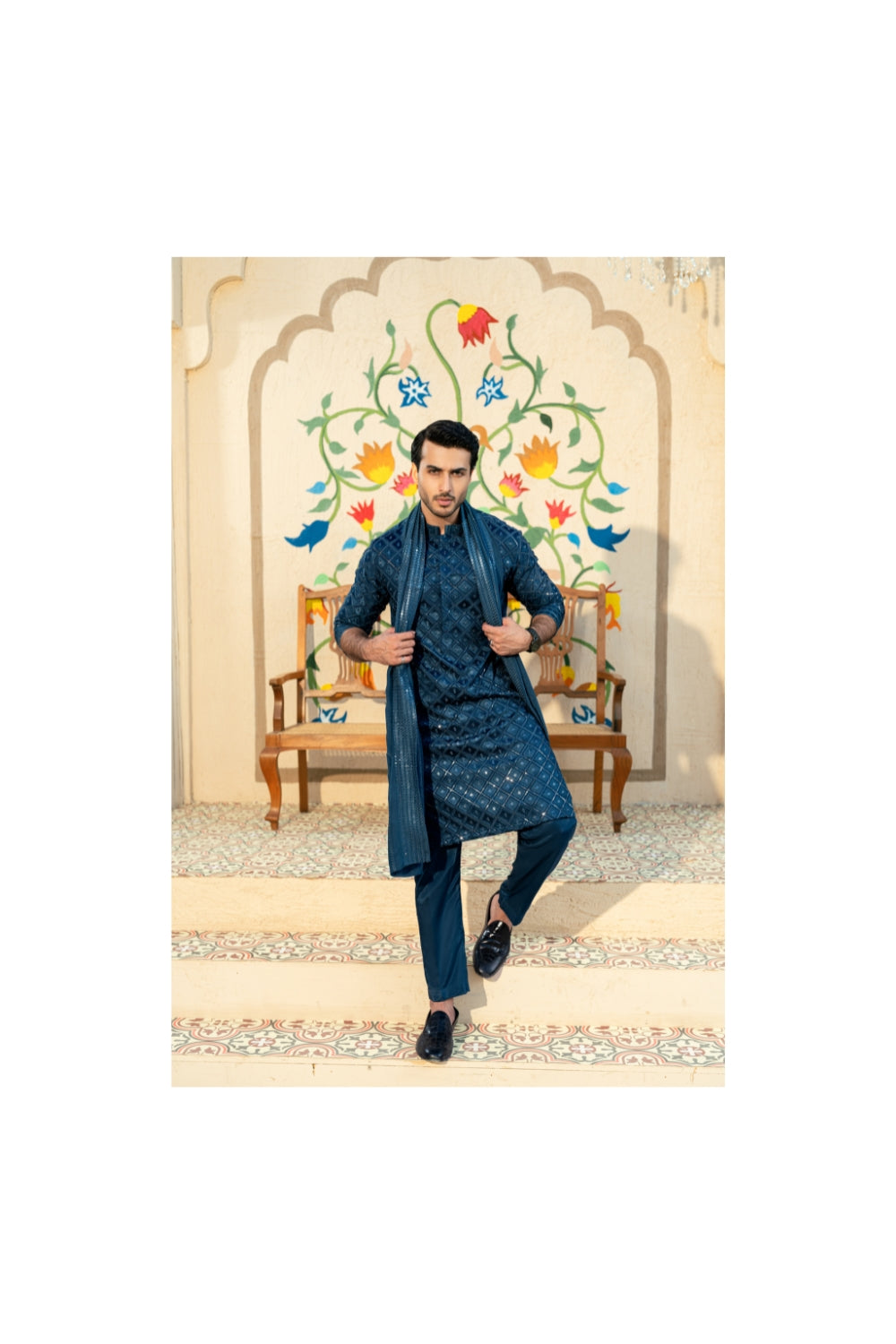 Big Diamond Navy Blue Kurta Trouser