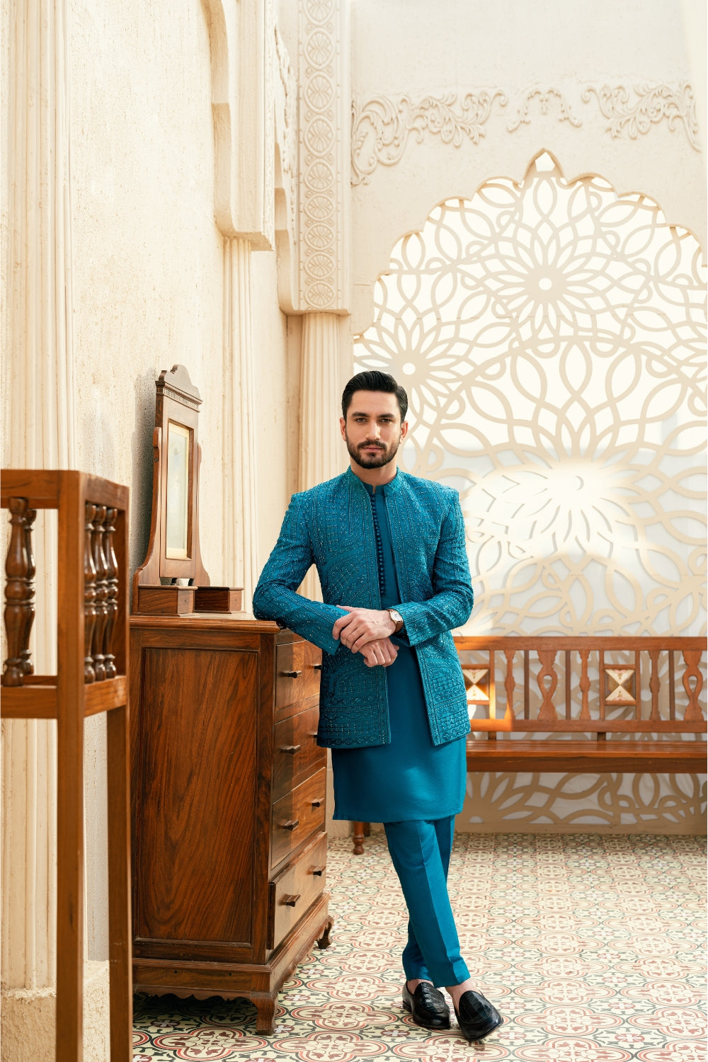 Teal Prince Coat Ensemble