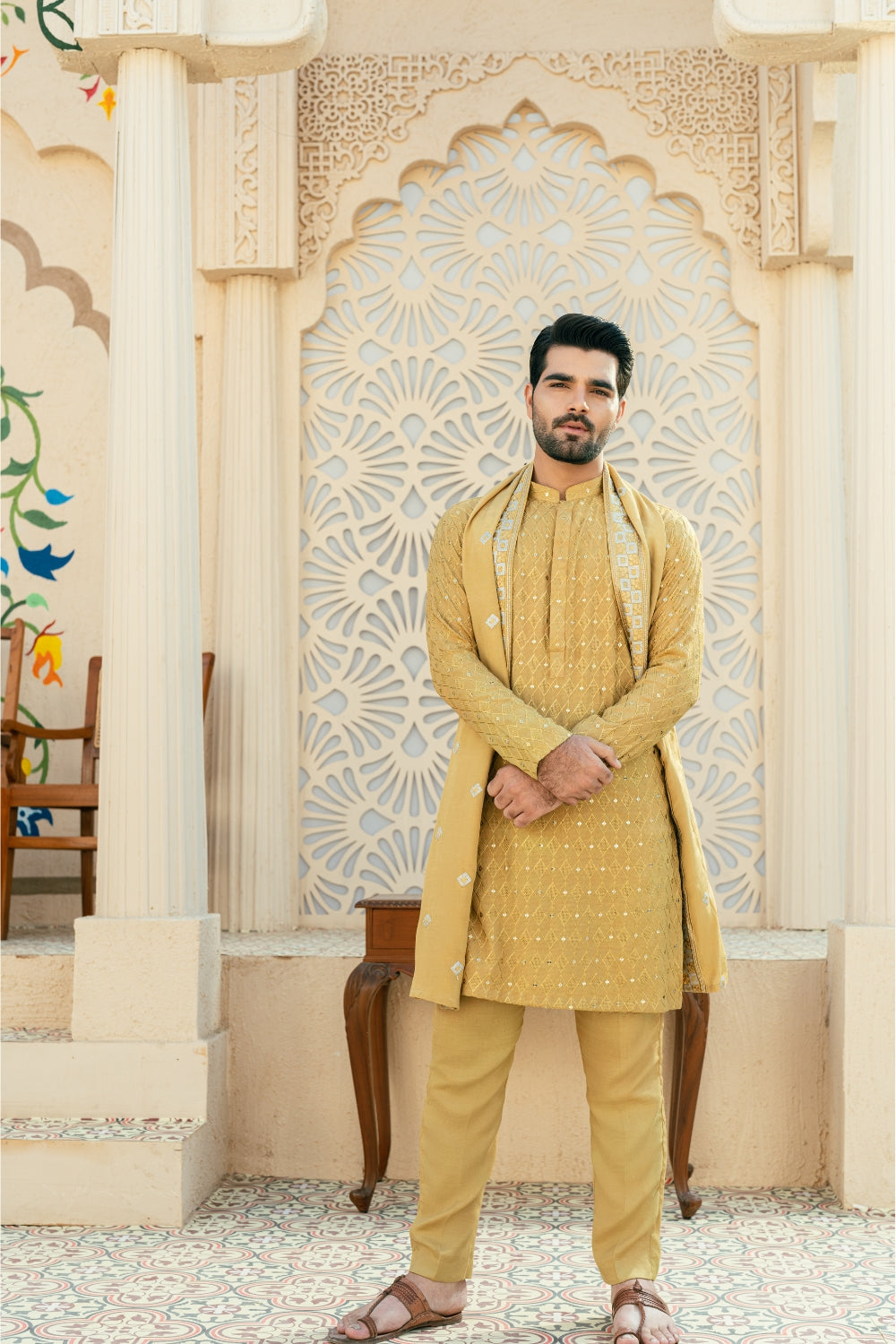 Yellow Diamond Kurta Trouser