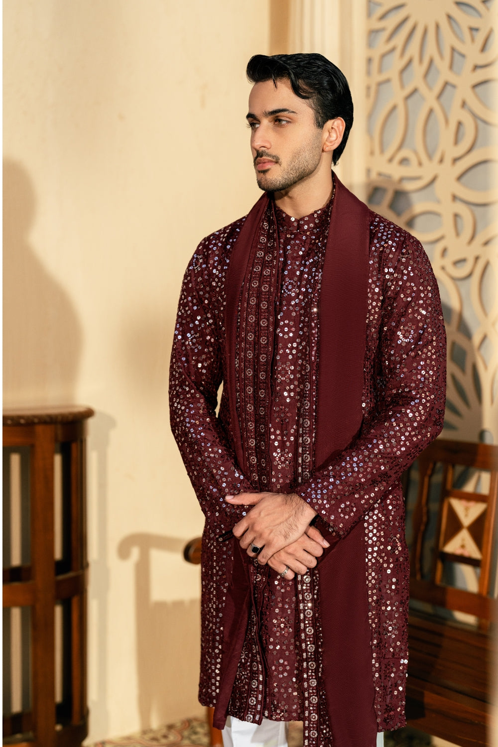 Deep Dark Maroon Kurta Trouser