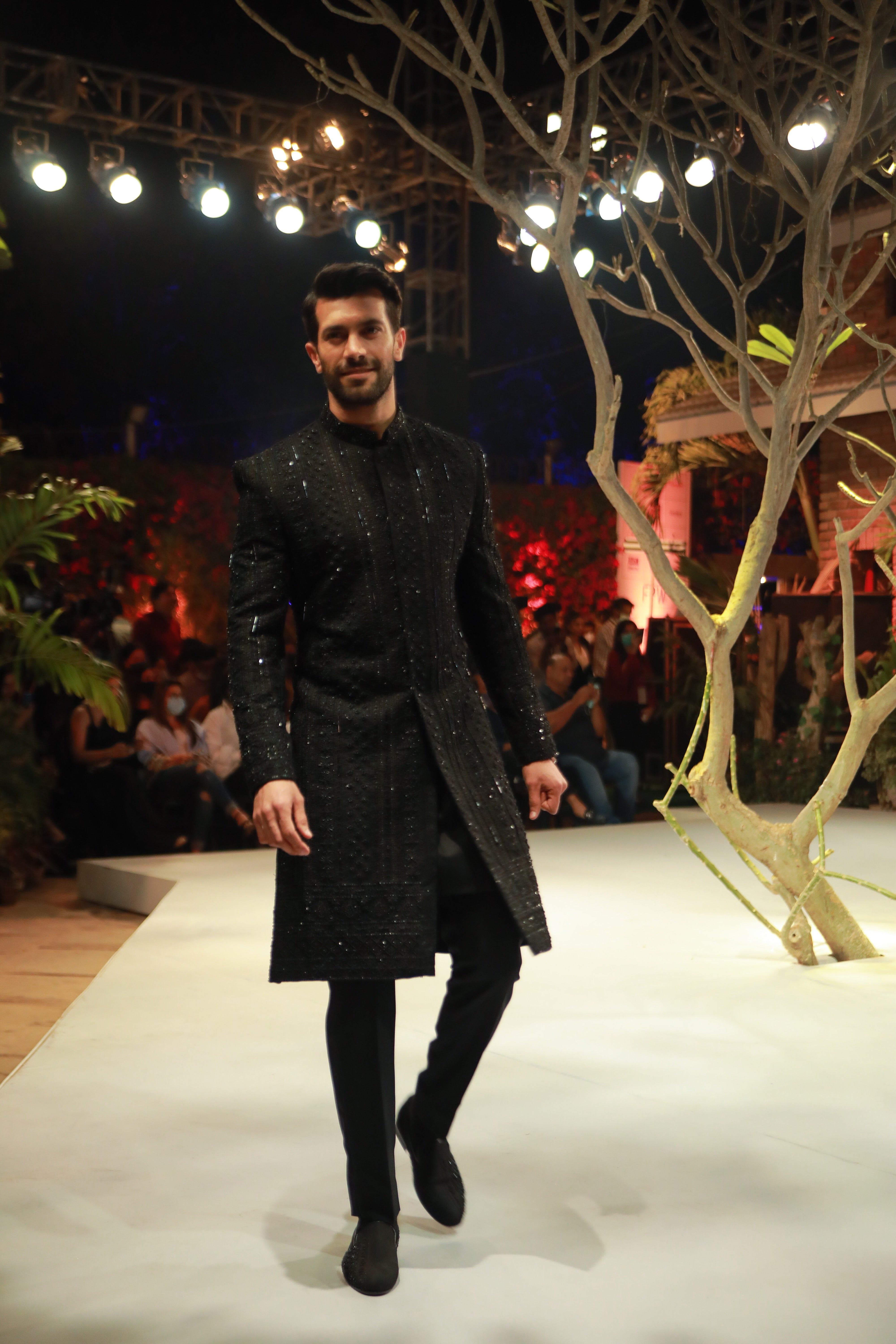 Black Indian Chikankari Sherwani
