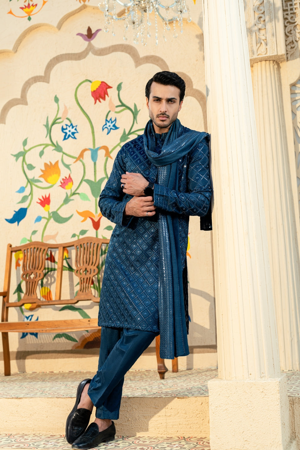 Big Diamond Navy Blue Kurta Trouser