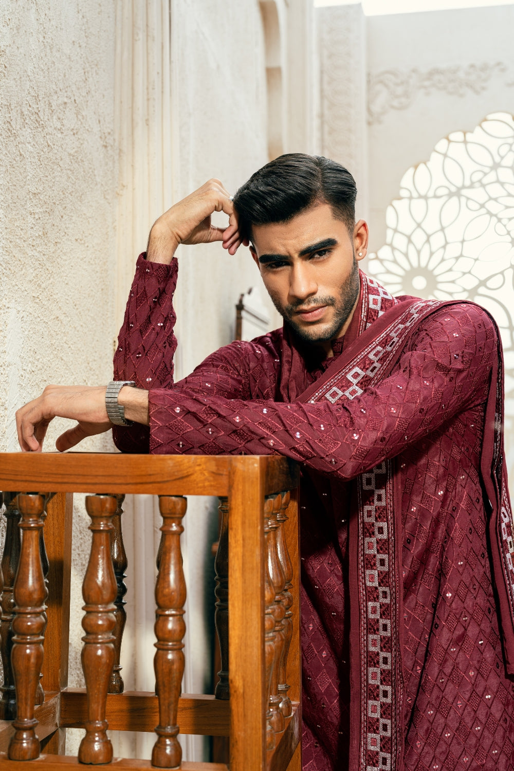 Diamond Maroon Kurta Trouser