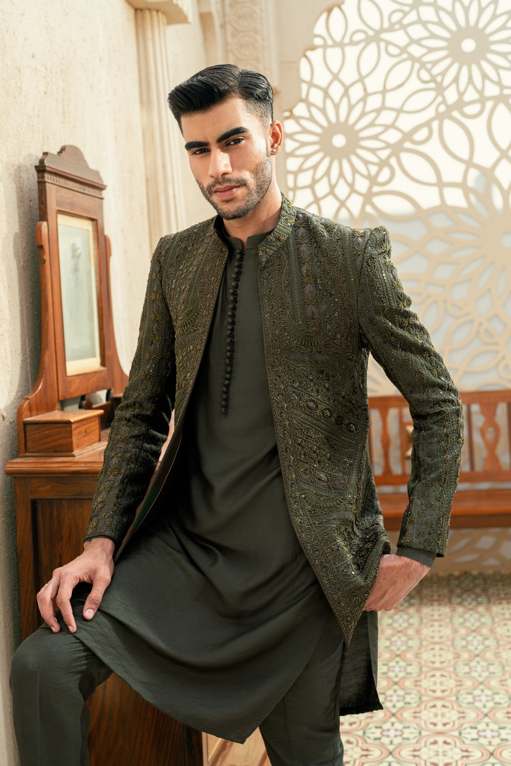 Seaweed Green Prince Coat Ensemble