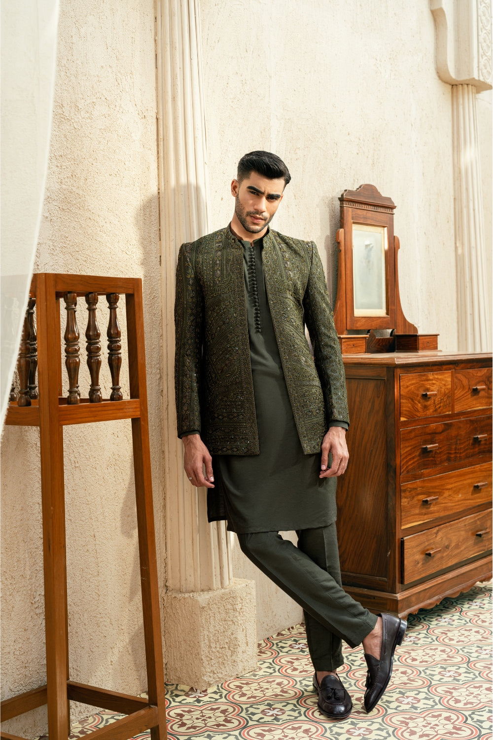 Seaweed Green Prince Coat Ensemble