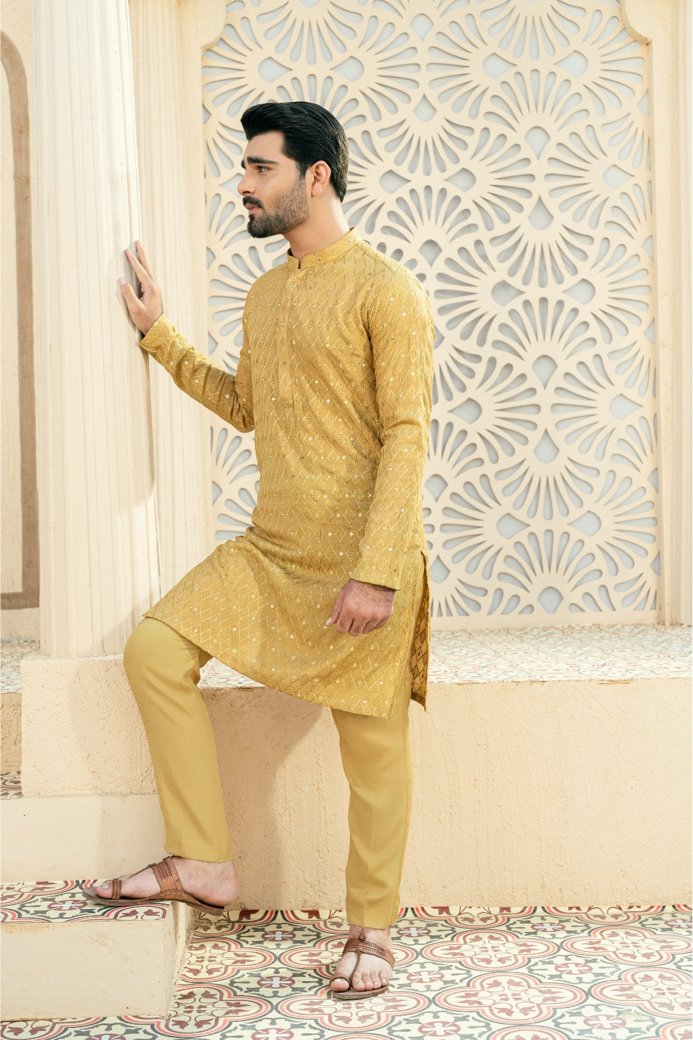 Yellow Diamond Kurta Trouser