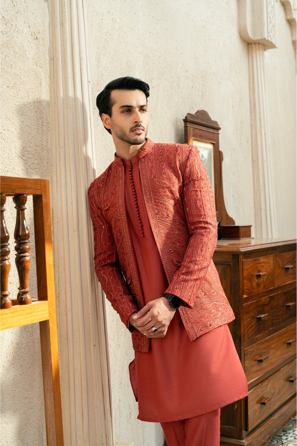 Rusted orange Coat Ensemble