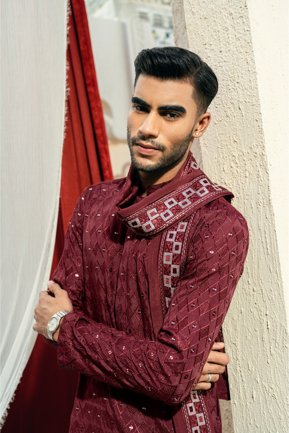 Diamond Maroon Kurta Trouser