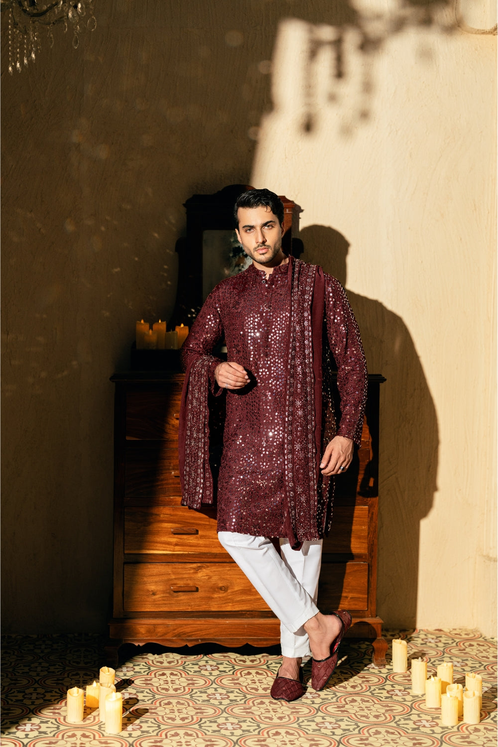 Deep Dark Maroon Kurta Trouser