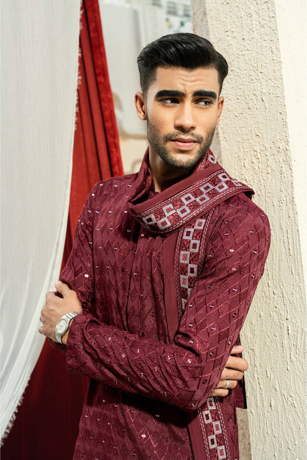 Diamond Maroon Kurta Trouser