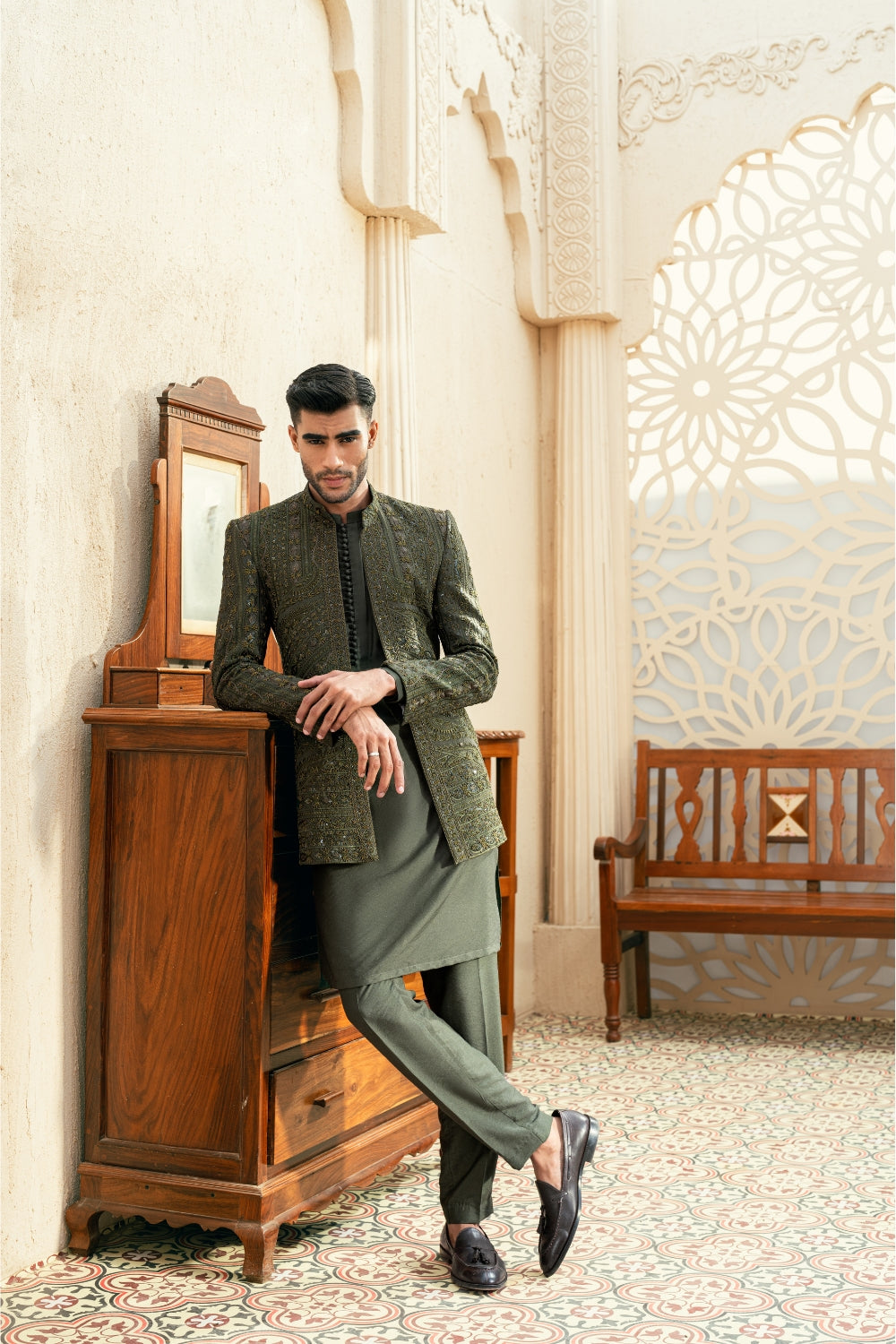Seaweed Green Prince Coat Ensemble
