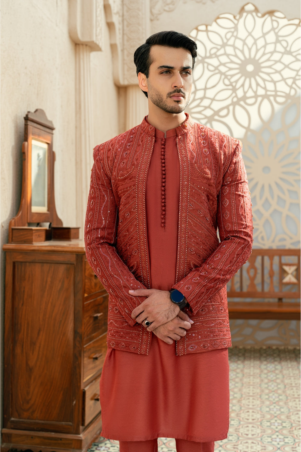 Rusted orange Coat Ensemble