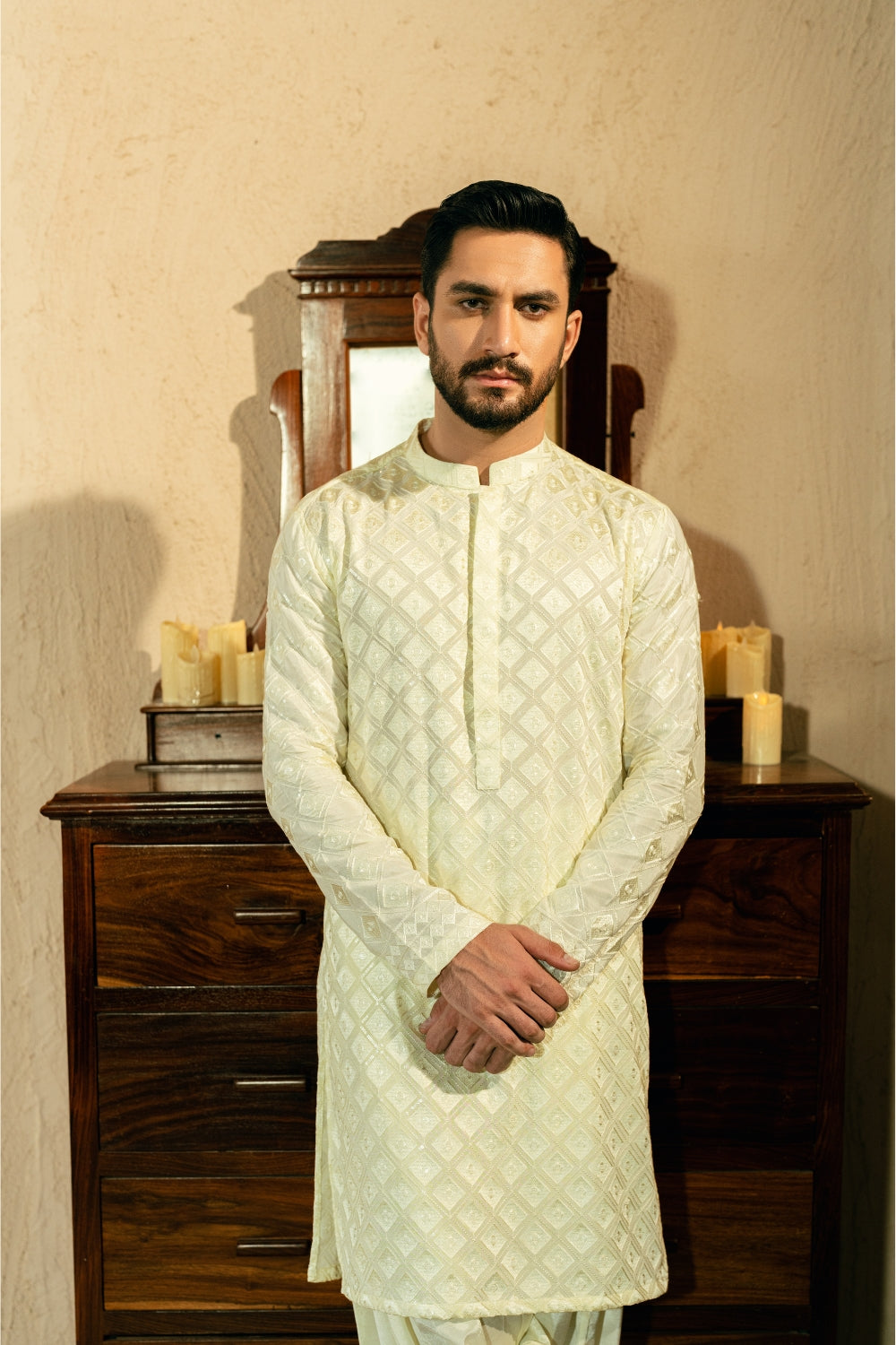 Big Diamond Cream Kurta Shalwar