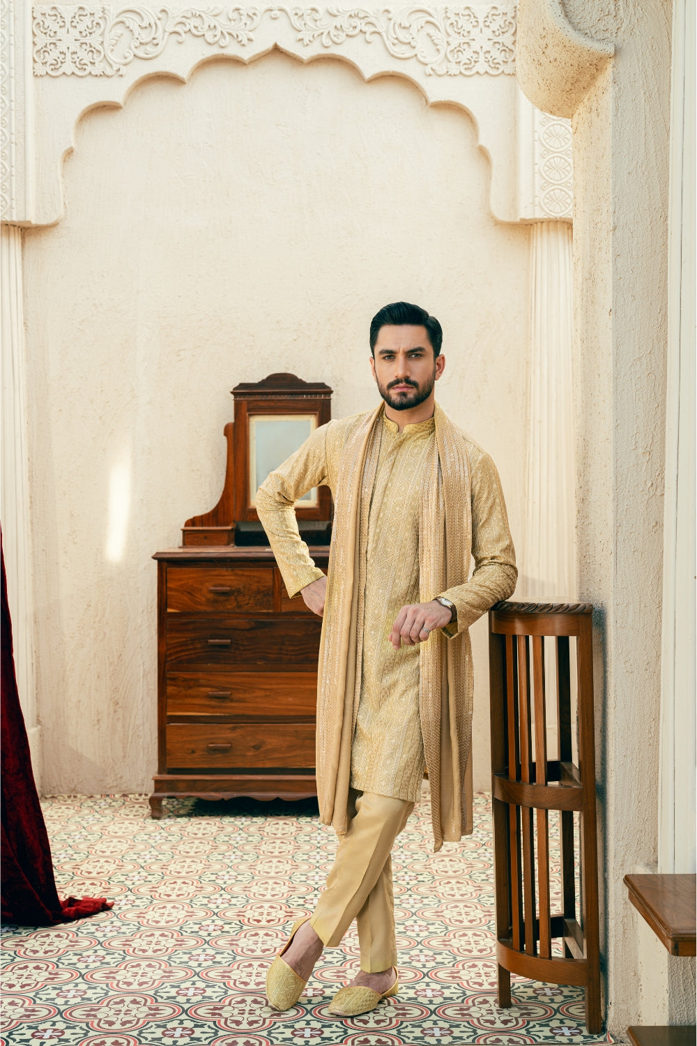 Pastel Yellow Kurta Trouser – Random Border Design