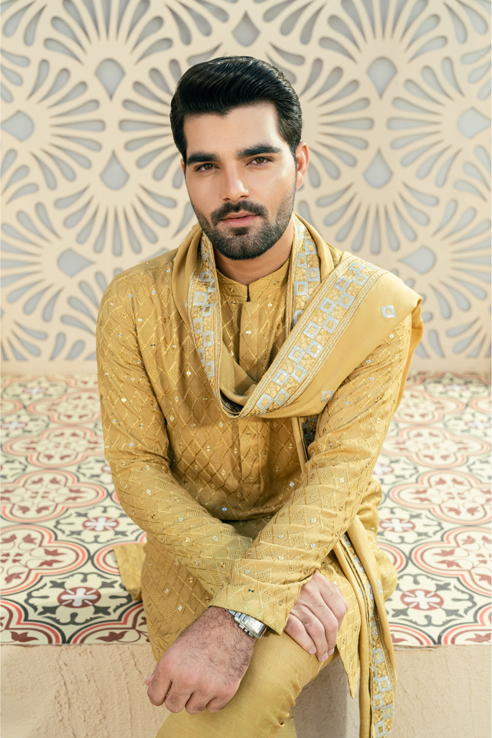 Yellow Diamond Kurta Trouser
