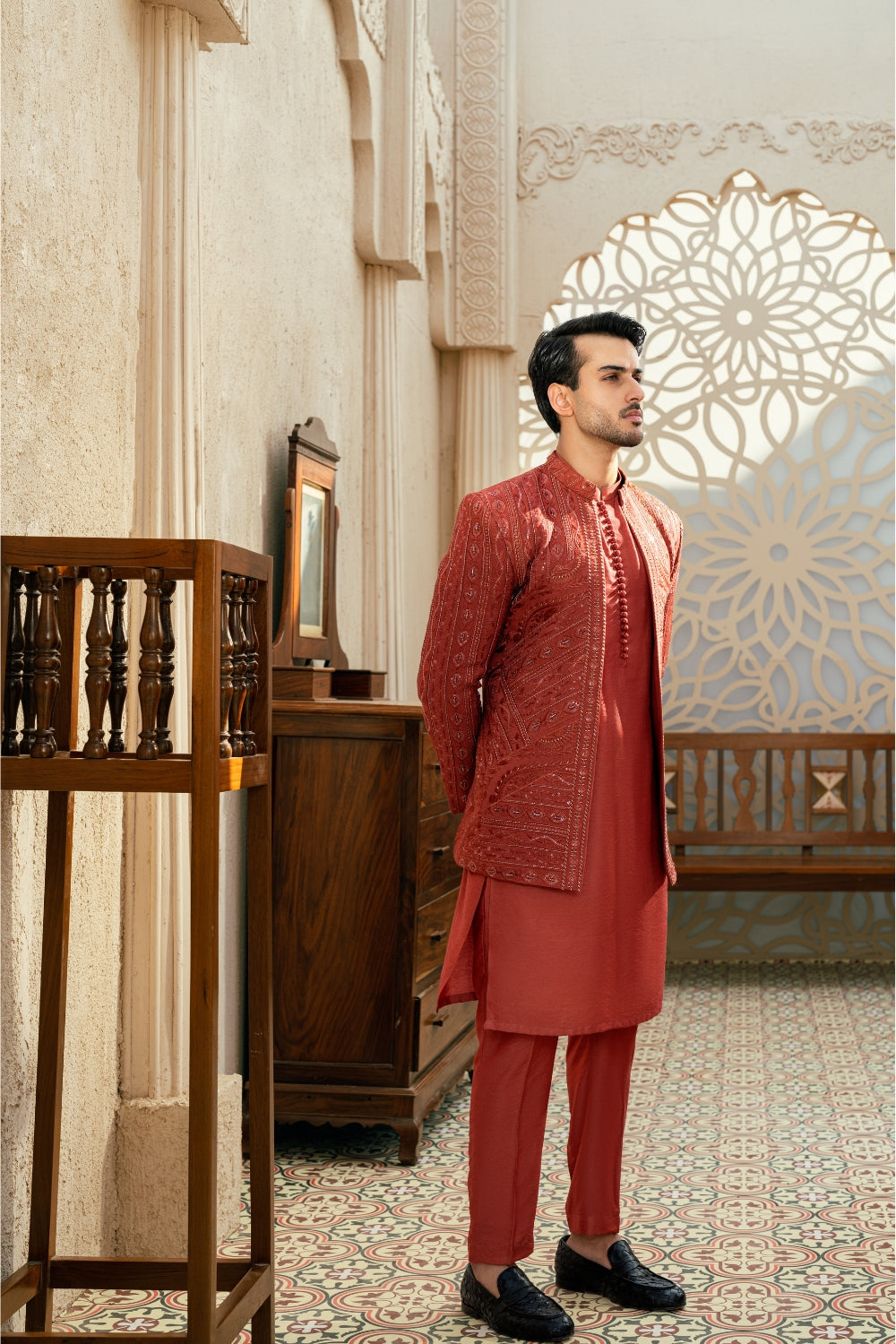 Rusted orange Coat Ensemble