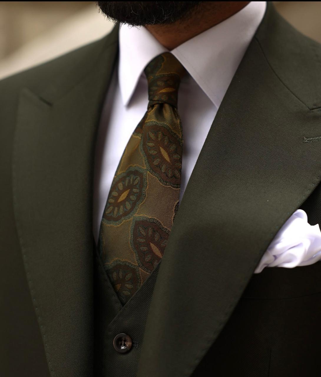 Olive Green Three-piece Suit.