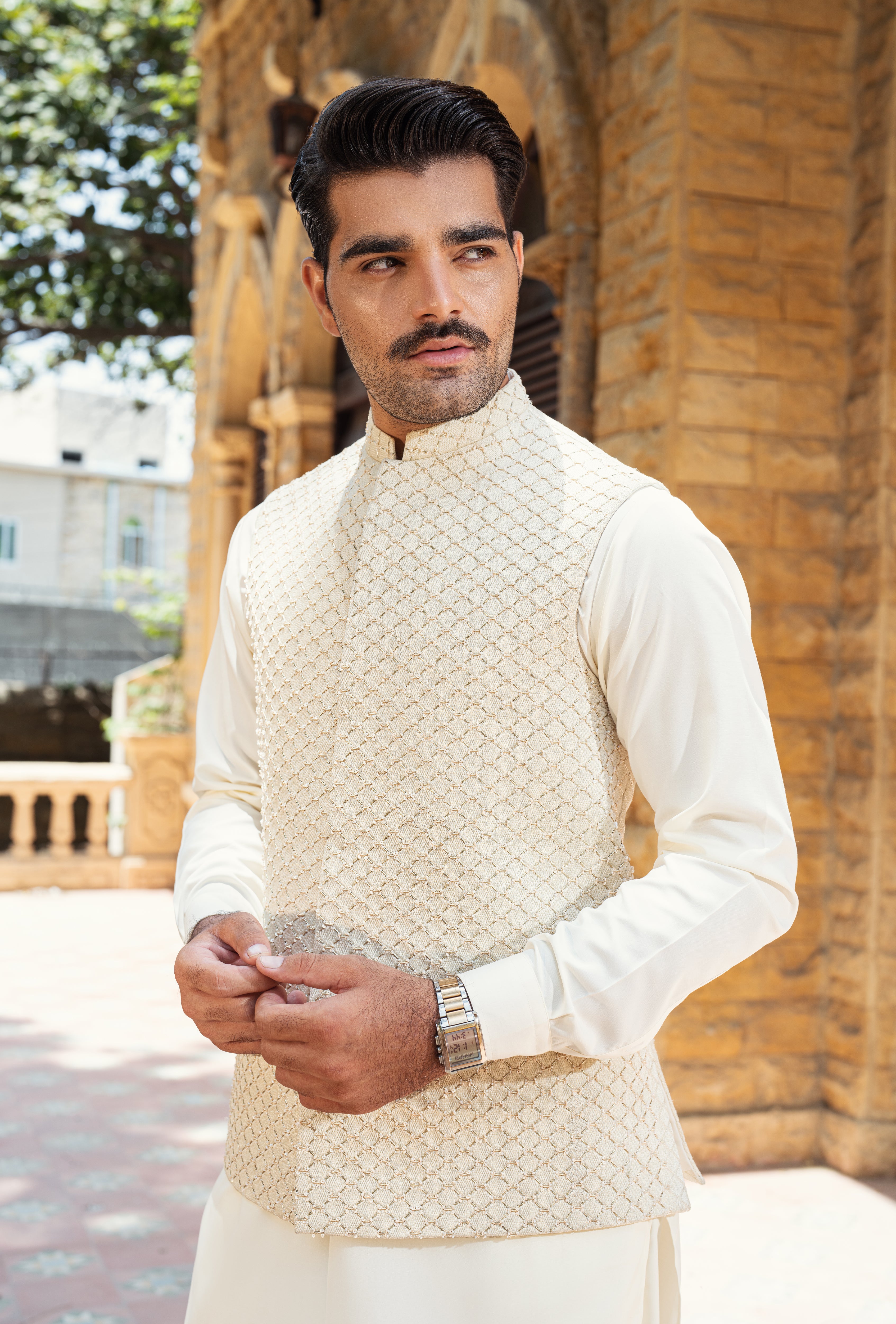 Off White Diamond Waistcoat