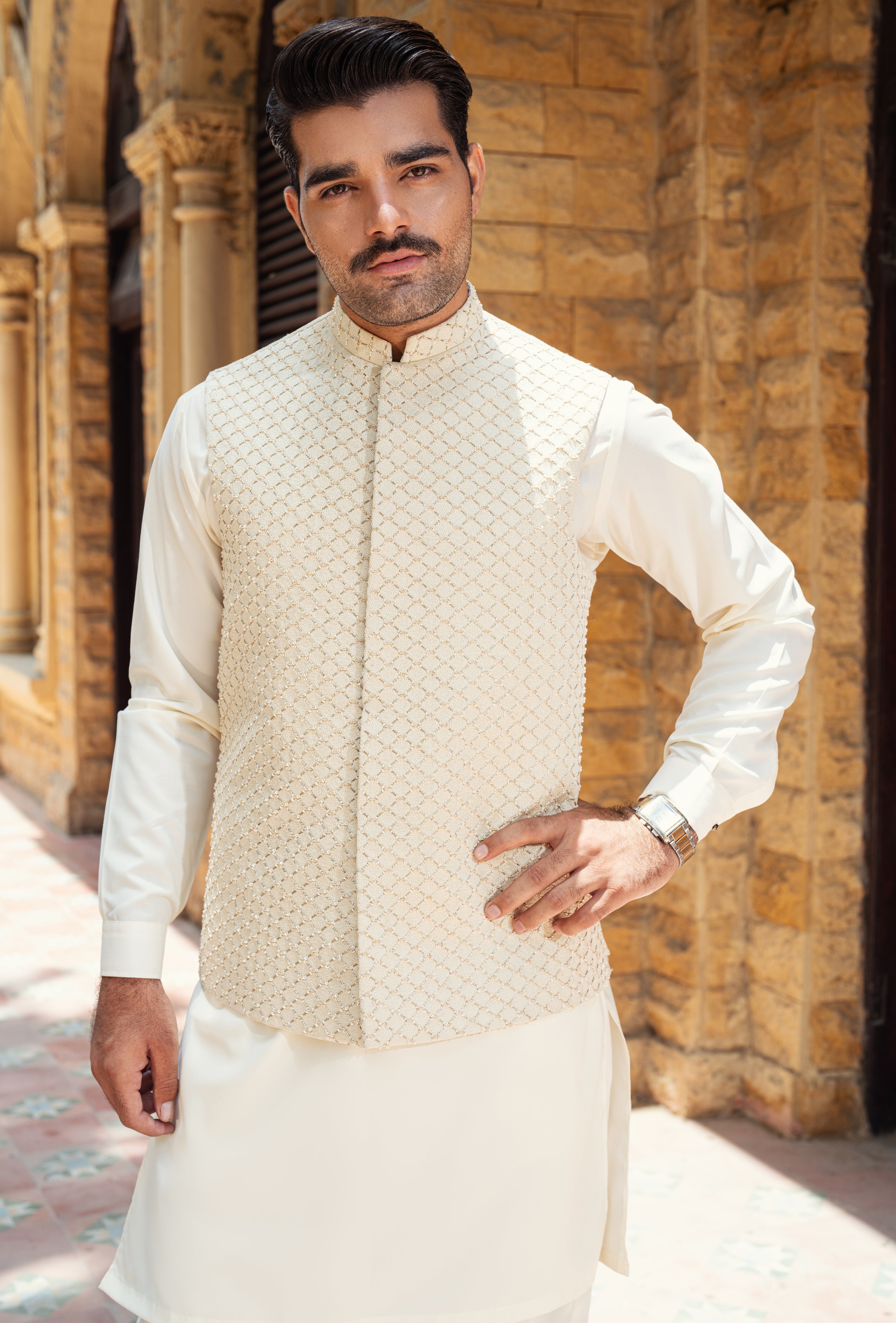Off White Diamond Waistcoat