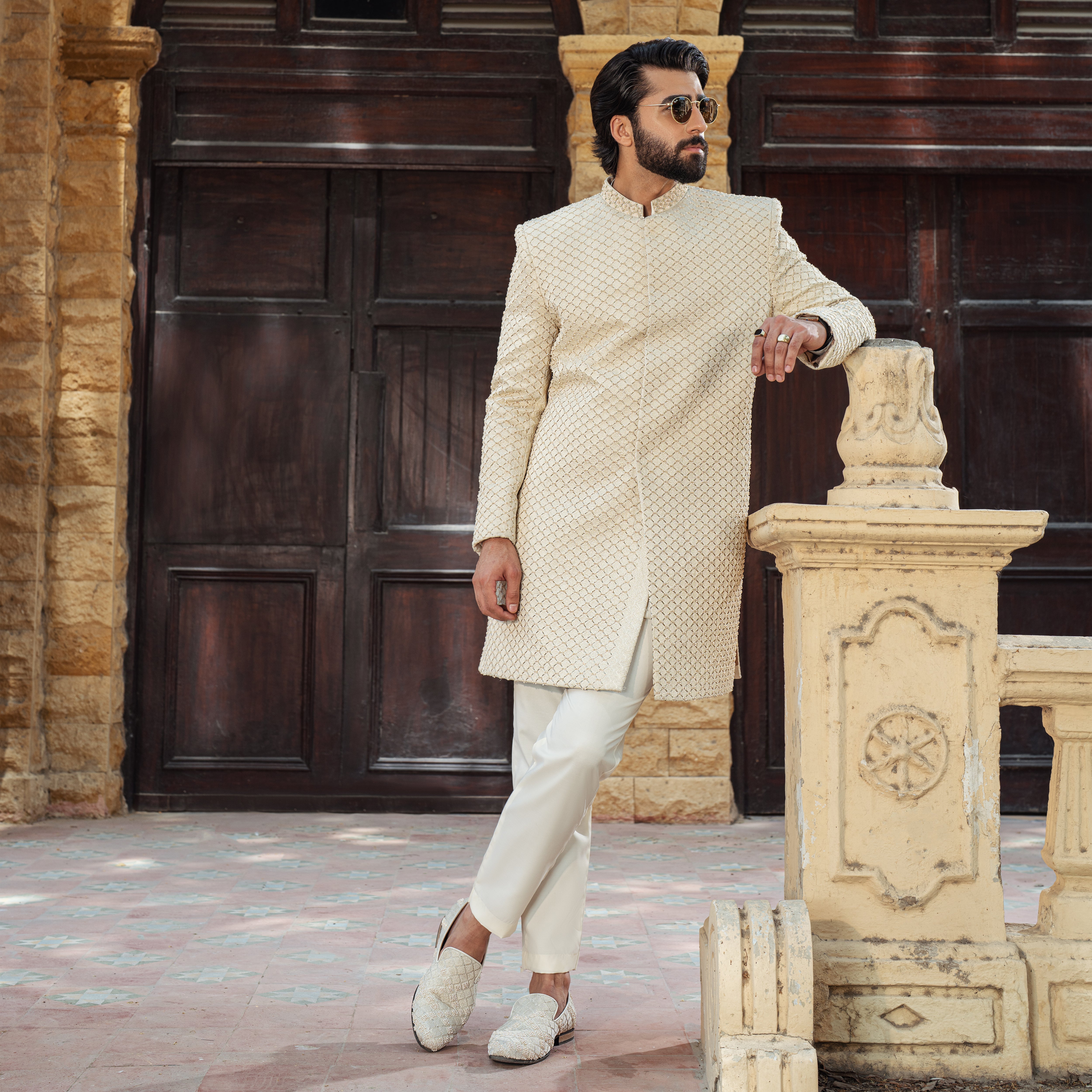 Off White Diamond Sherwani