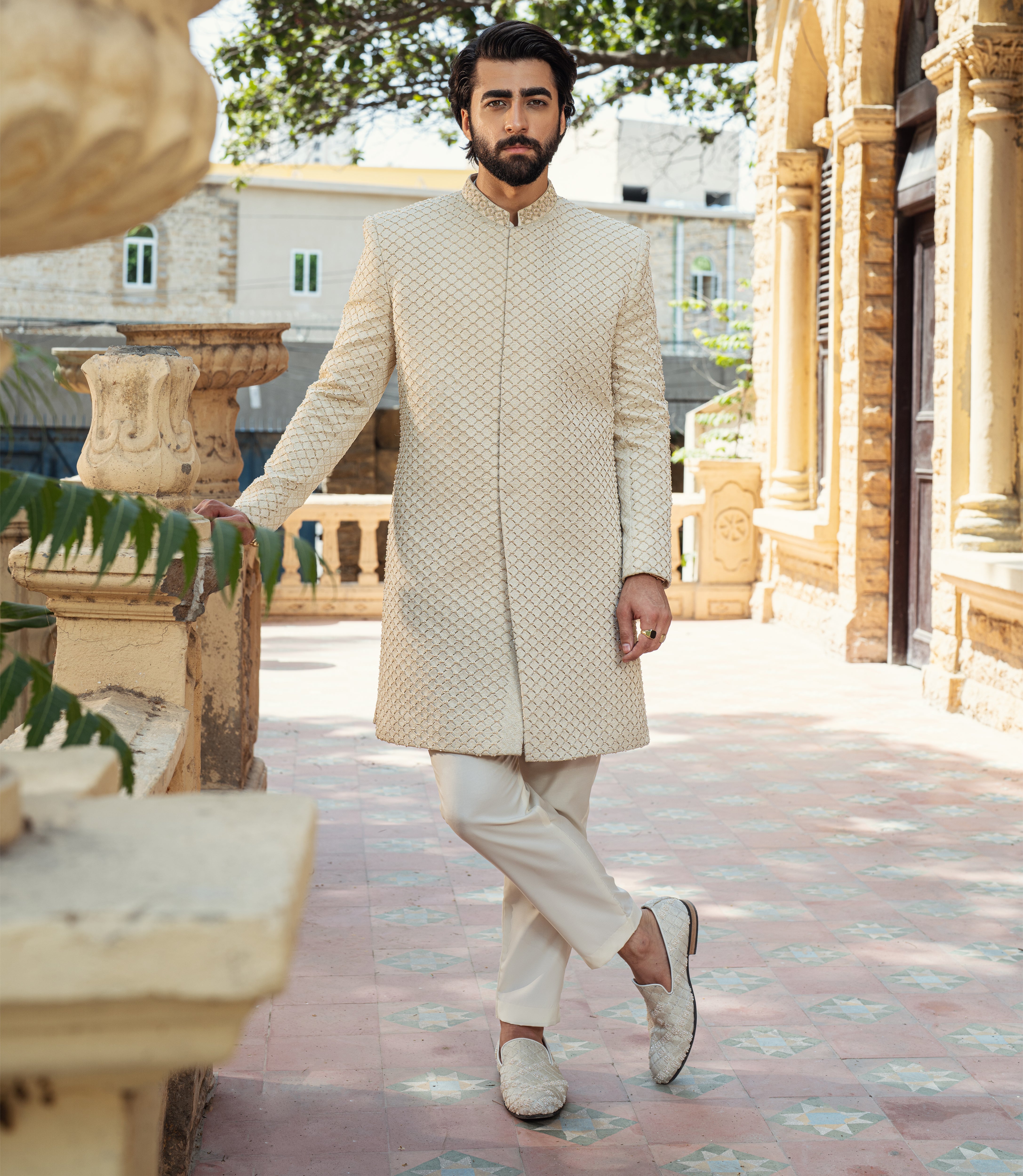 Off White Diamond Sherwani