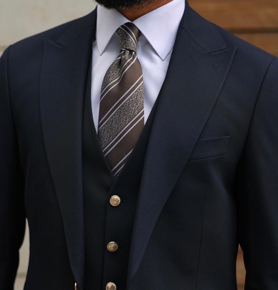 Solid Blue Three-Piece Suit.