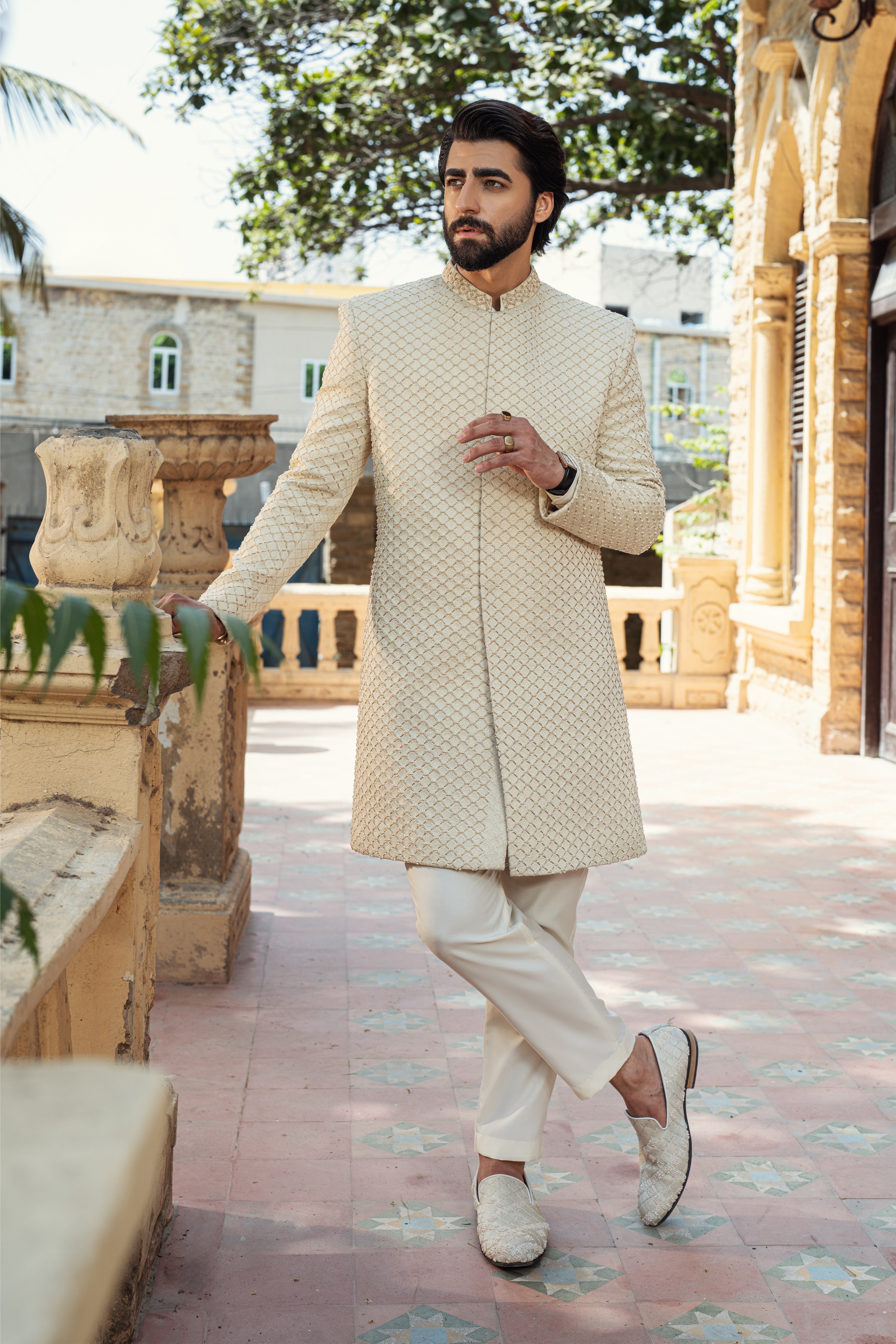 Off White Diamond Sherwani