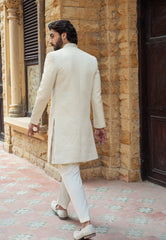 Off White Cross Check Diamond Sherwani