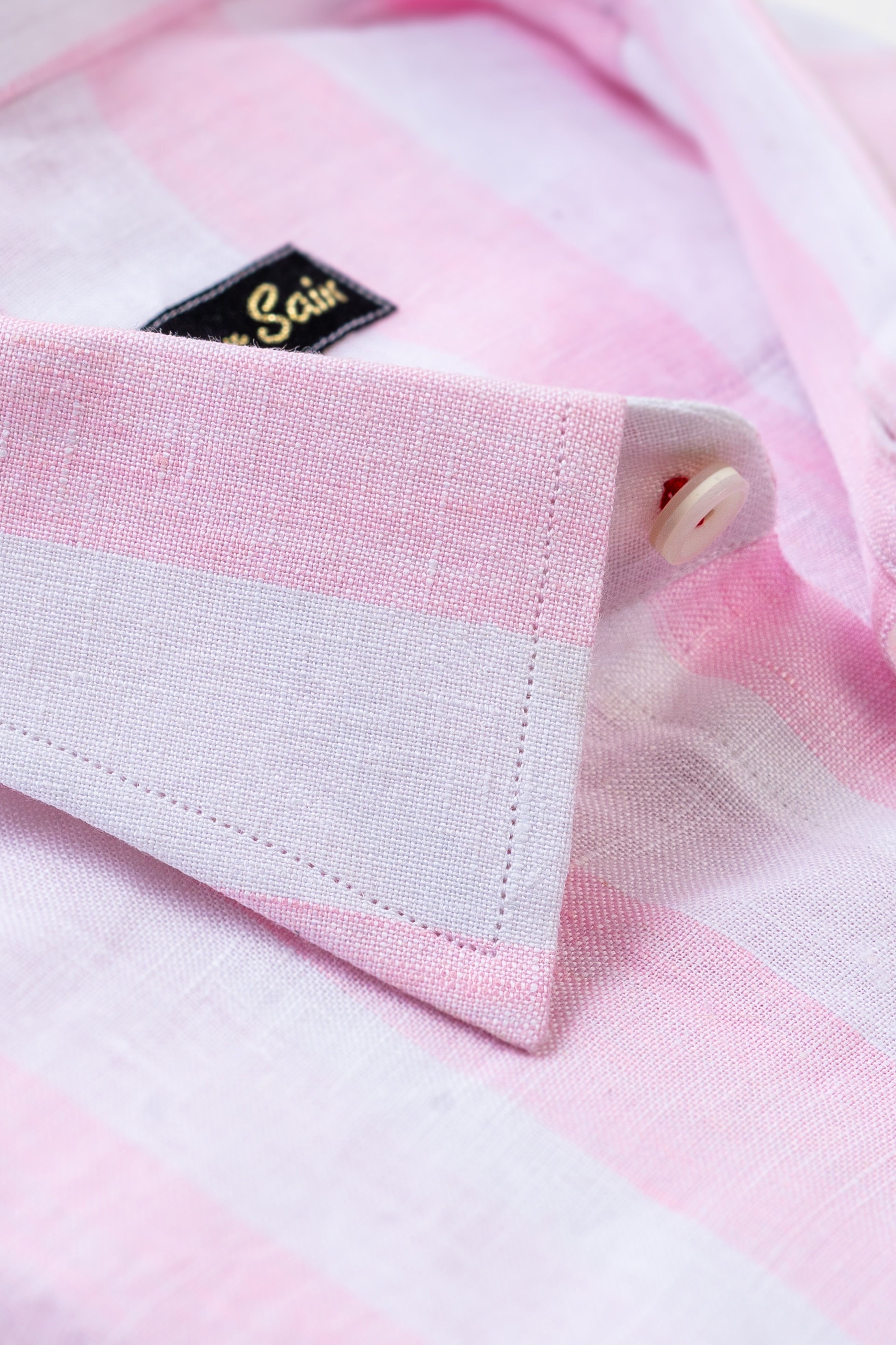 SOFT PINK STRIPES SHIRT LINEN FABRIC