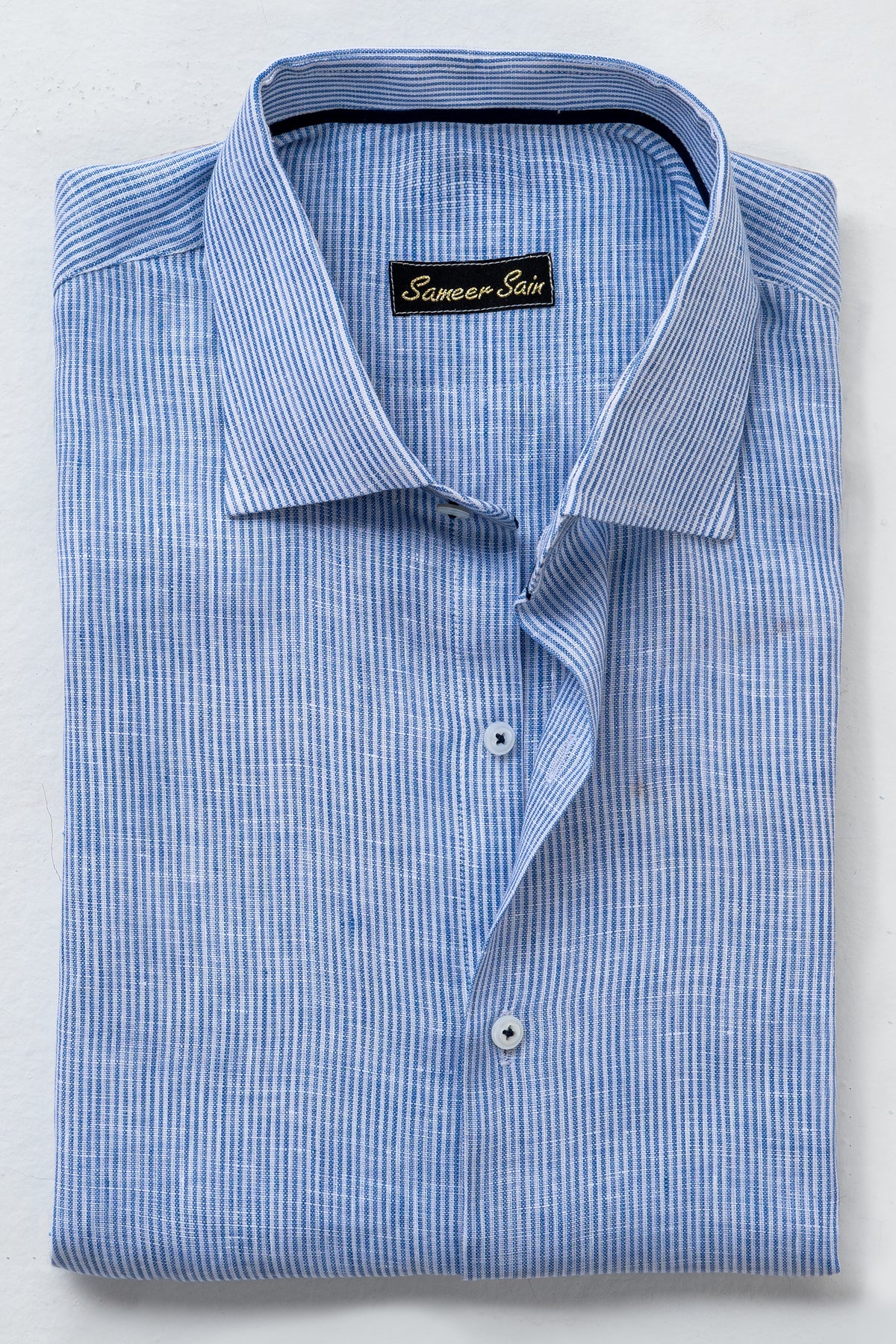 BLUE STRIPES LINEN SHIRT