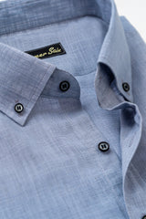 GREY SHIRT BUTTON DOWN COLLAR  LINEN FABRIC