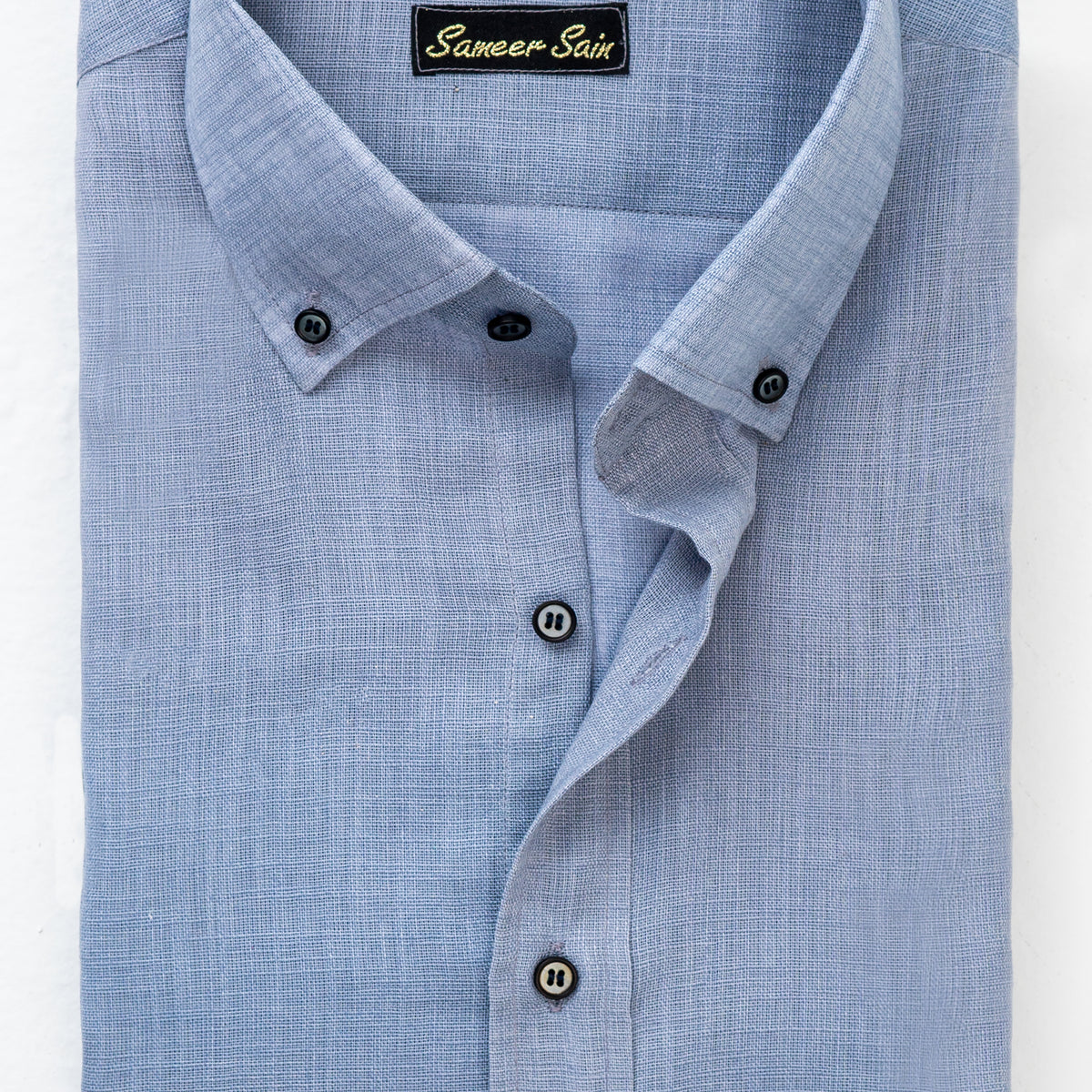 GREY SHIRT BUTTON DOWN COLLAR LINEN FABRIC – Sameer Sain