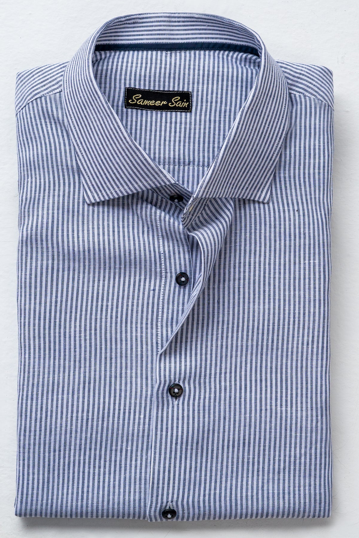 GREY STRIPES PURE LINEN SHIRT