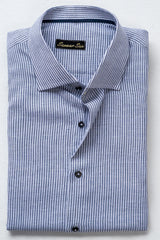 GREY STRIPES PURE LINEN SHIRT