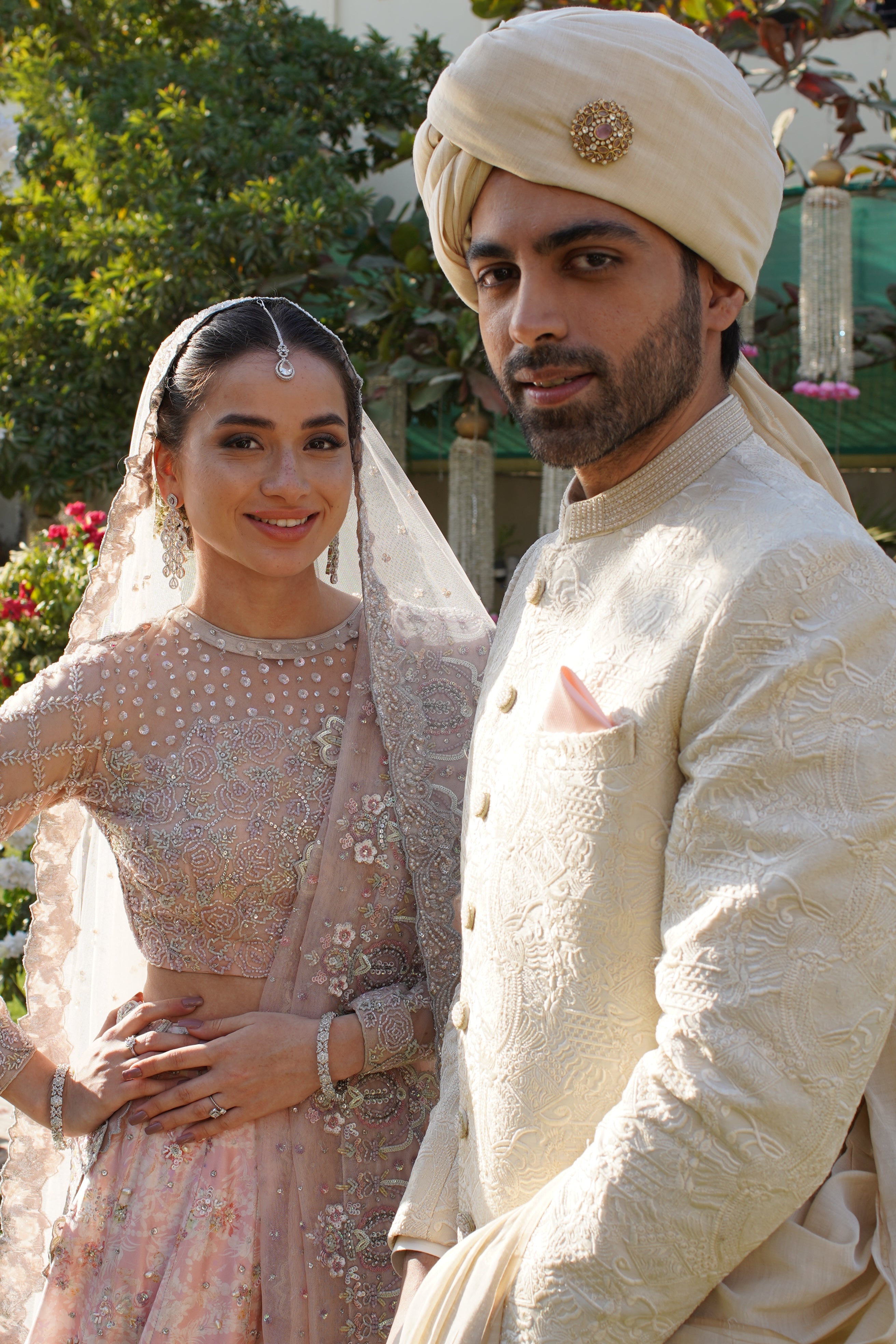 IVORY SHERWANI COLLAR AND BUTTON  EMBLESHMENT