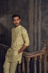 Pista green stripes Kurta trouser