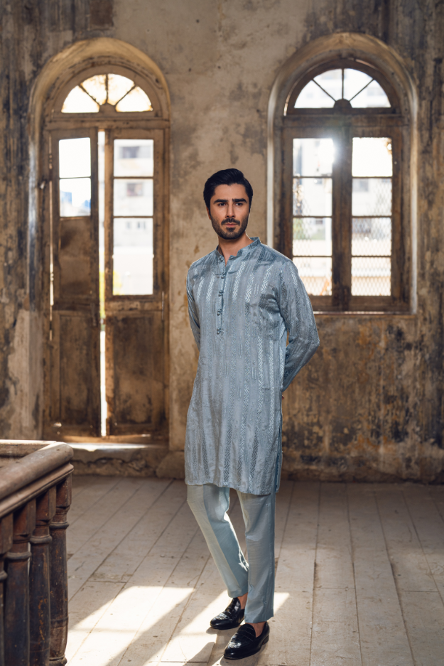 Silver Mist Ensemble Kurta Trouser