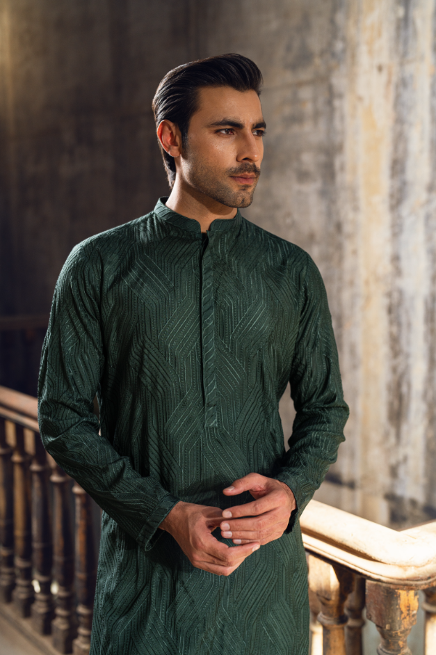 Bottel green Kurta trouser