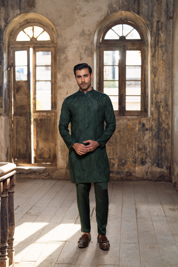 Bottel green Kurta trouser