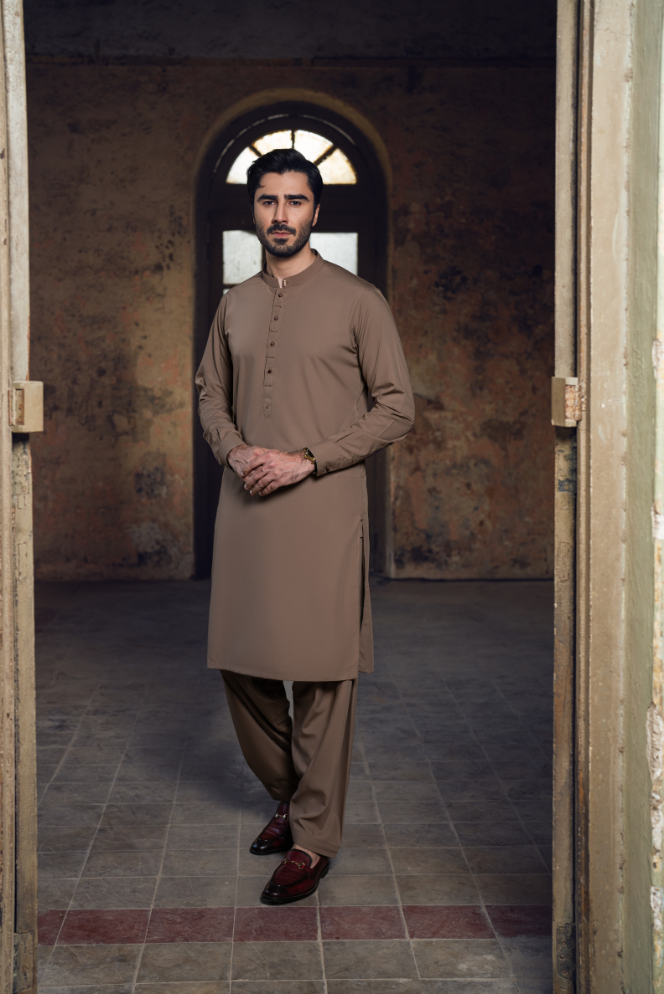 Plaster brown shalwar kameez