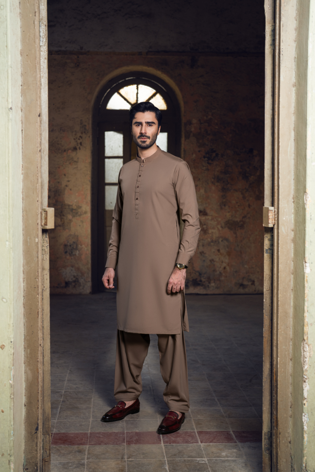 Plaster brown shalwar kameez