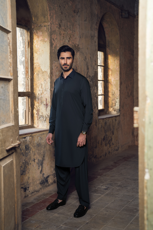 Dark Charcoal Grey Shalwar Kameez