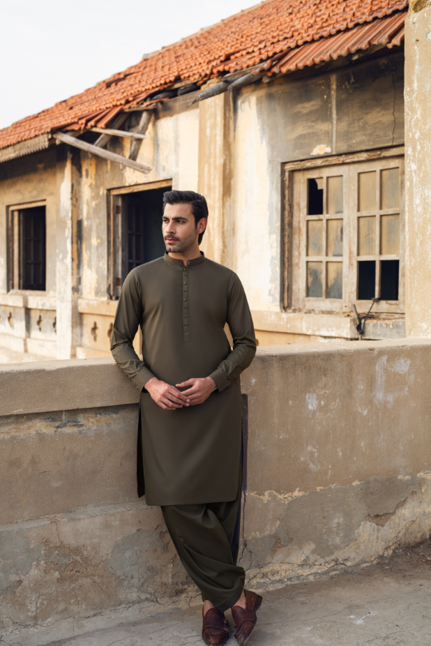 Olive shalwar kameez