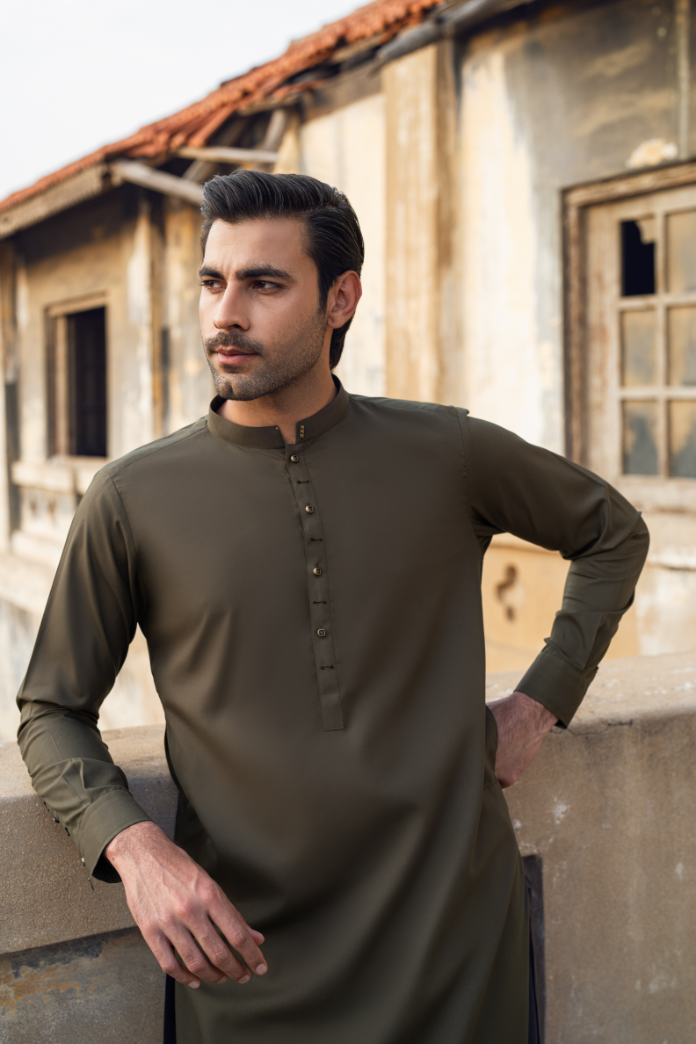 Olive shalwar kameez