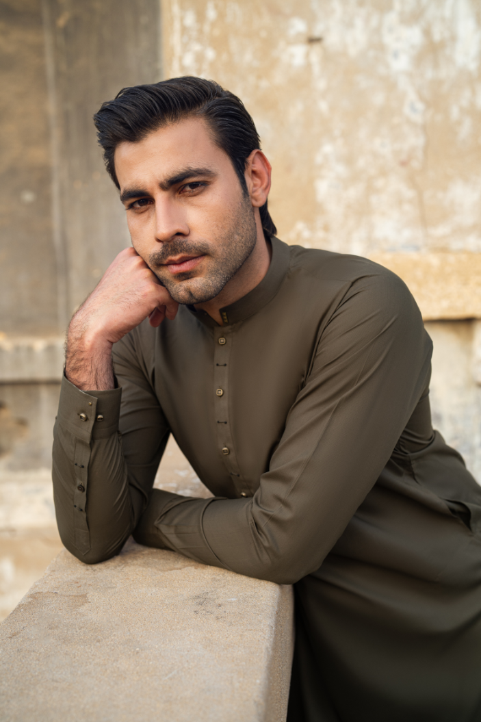 Olive shalwar kameez