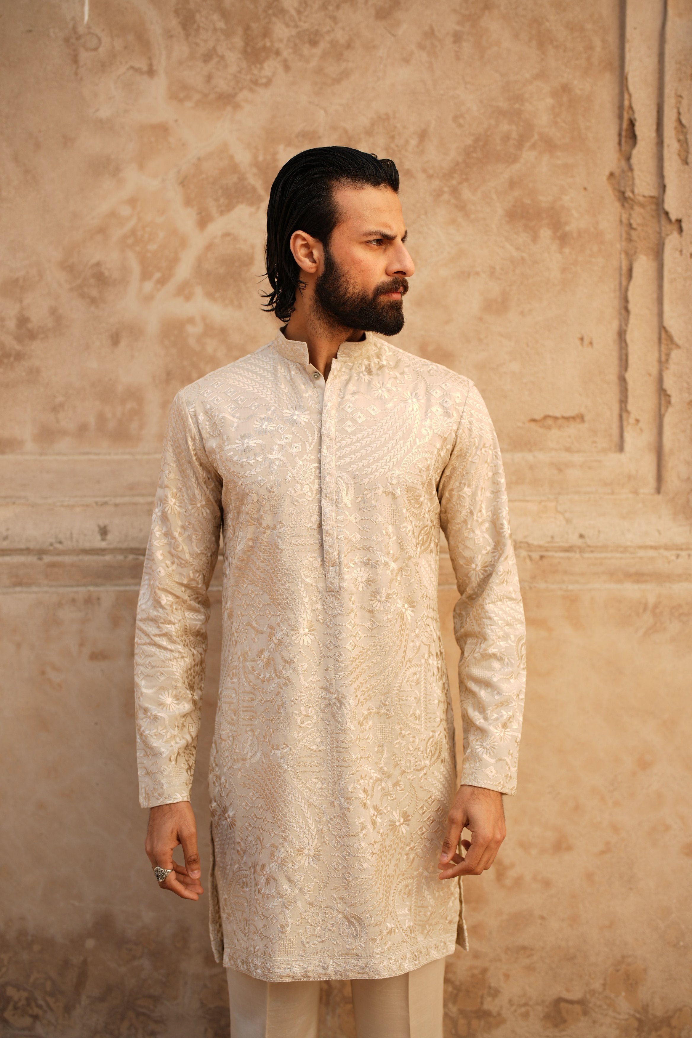 Sandstone Beige Kurta Trouser.