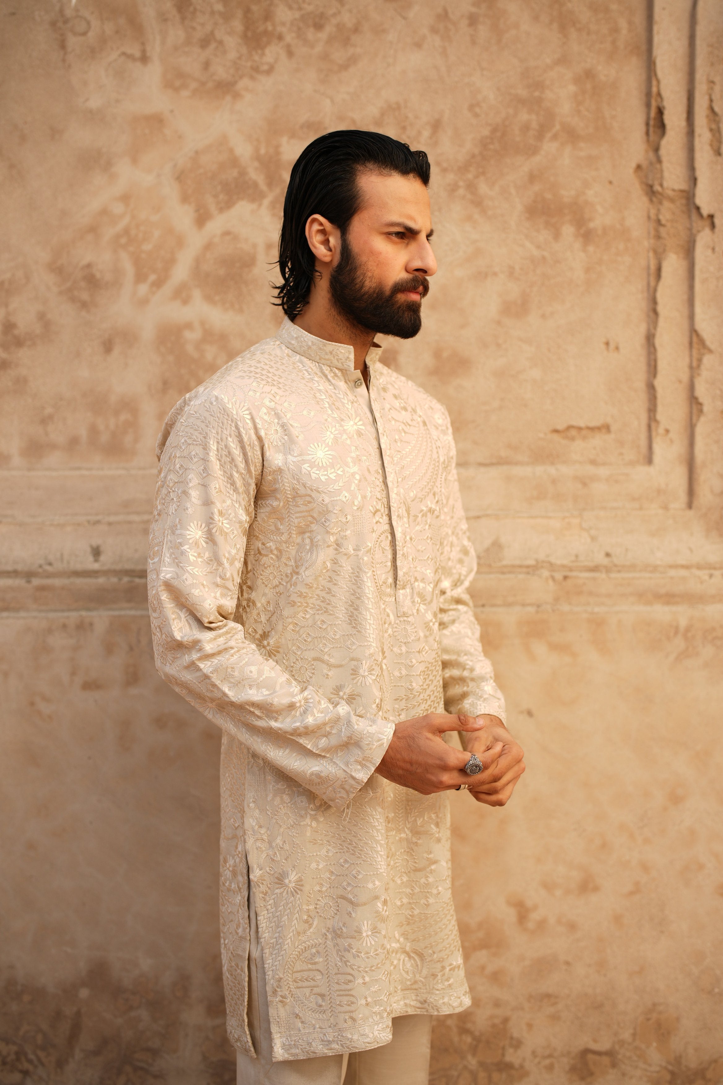 Sandstone Beige Kurta Trouser.